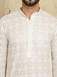 SOJANYA Kurta Kapas Tulen Sulam Geometrik dengan Churidar