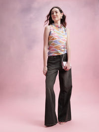 DressBerry Ikat Print Ruffled Detail Top