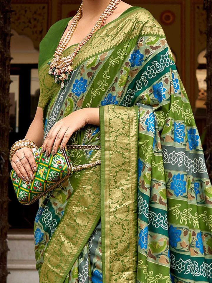 Saree mall Ethnic Motifs Printed Banarasi Sarees with Tassels