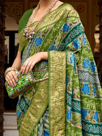 Saree mall Ethnic Motifs Printed Banarasi Sarees with Tassels