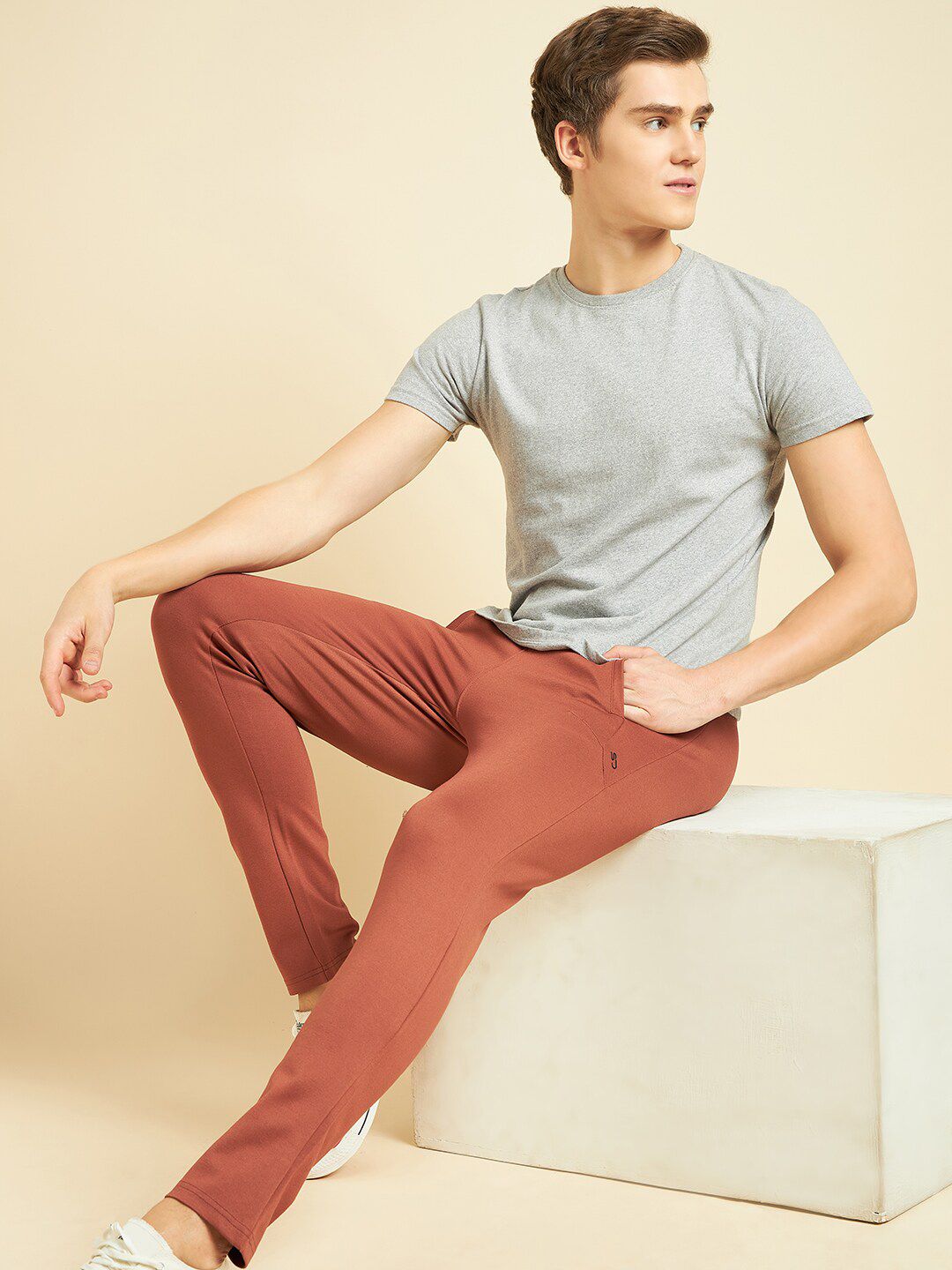 Sweet Dreams Men Orange Dry Fit Mid Rise Track Pants