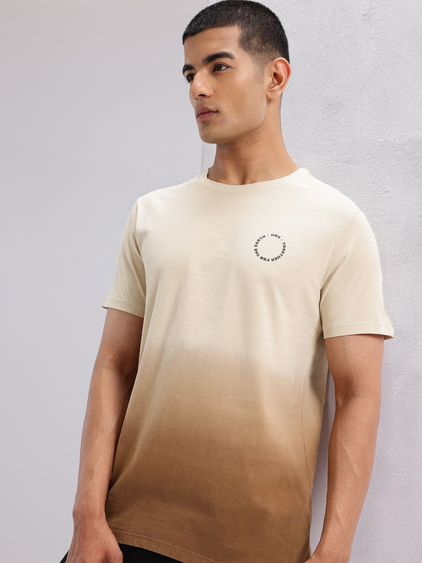 HRX by Hrithik Roshan Ombre Effect Brand Logo Detail Pure Cotton Yoga T-shirt