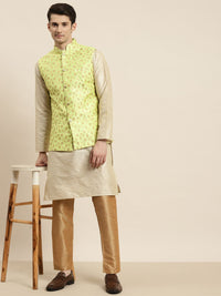 SOJANYA Kurta Belang Beige Lelaki dengan Piyama & Jaket Nehru