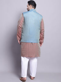 SOJANYA PLUS Plus Size Woven Design Kurta with Pyjamas & Nehru Jacket