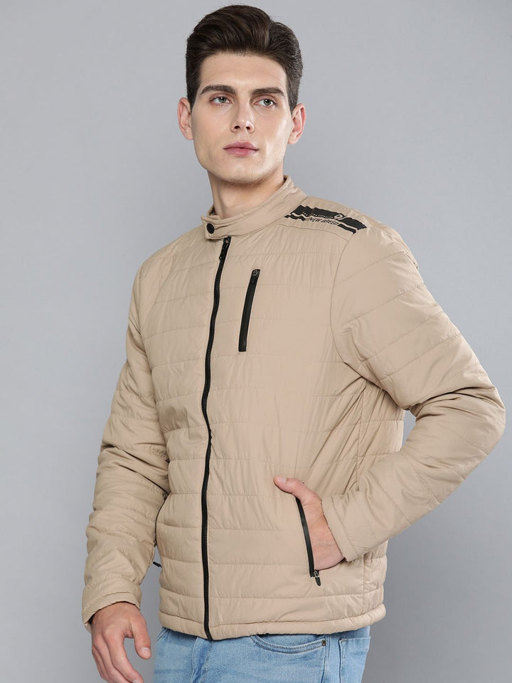 The Indian Garage Co Men Zip-Front Puffer Jacket with Zipper Pockets