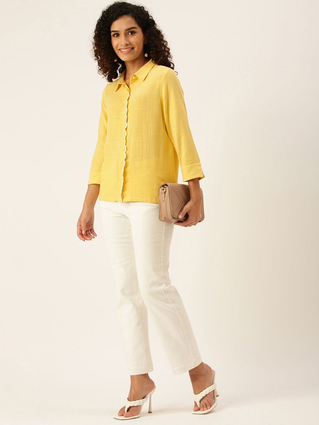 AND Women Yellow Regular Top