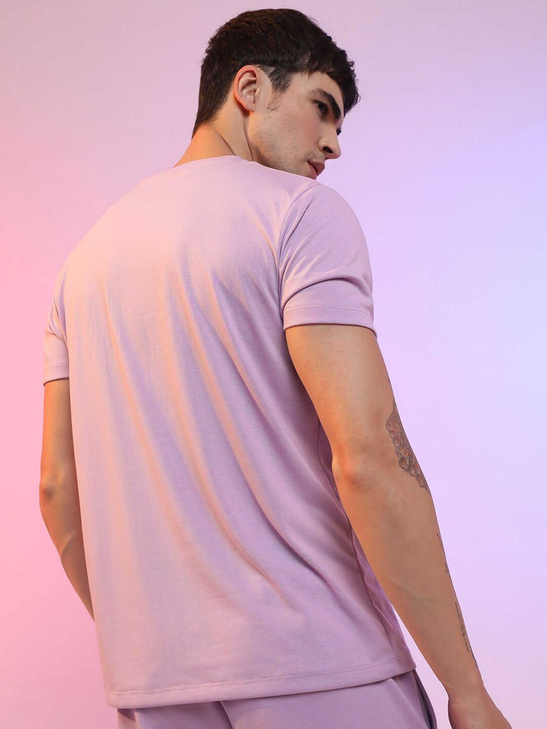 HIGHLANDER Lavender Typography Printed Short Sleeves Slim Fit T-shirt