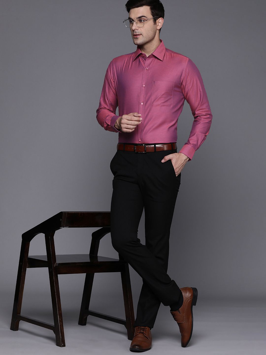 Raymond Men Pink Slim Fit Opaque Formal Shirt