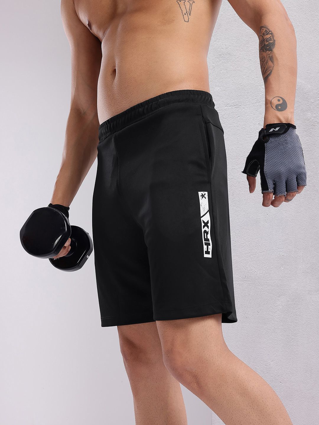 HRX by Hrithik Roshan Men Brand Logo Printed Mid-Rise Rapid-Dry Training Shorts