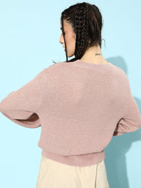 STREET 9 Women Nude-Coloured Cable Knit Pullover Sweater