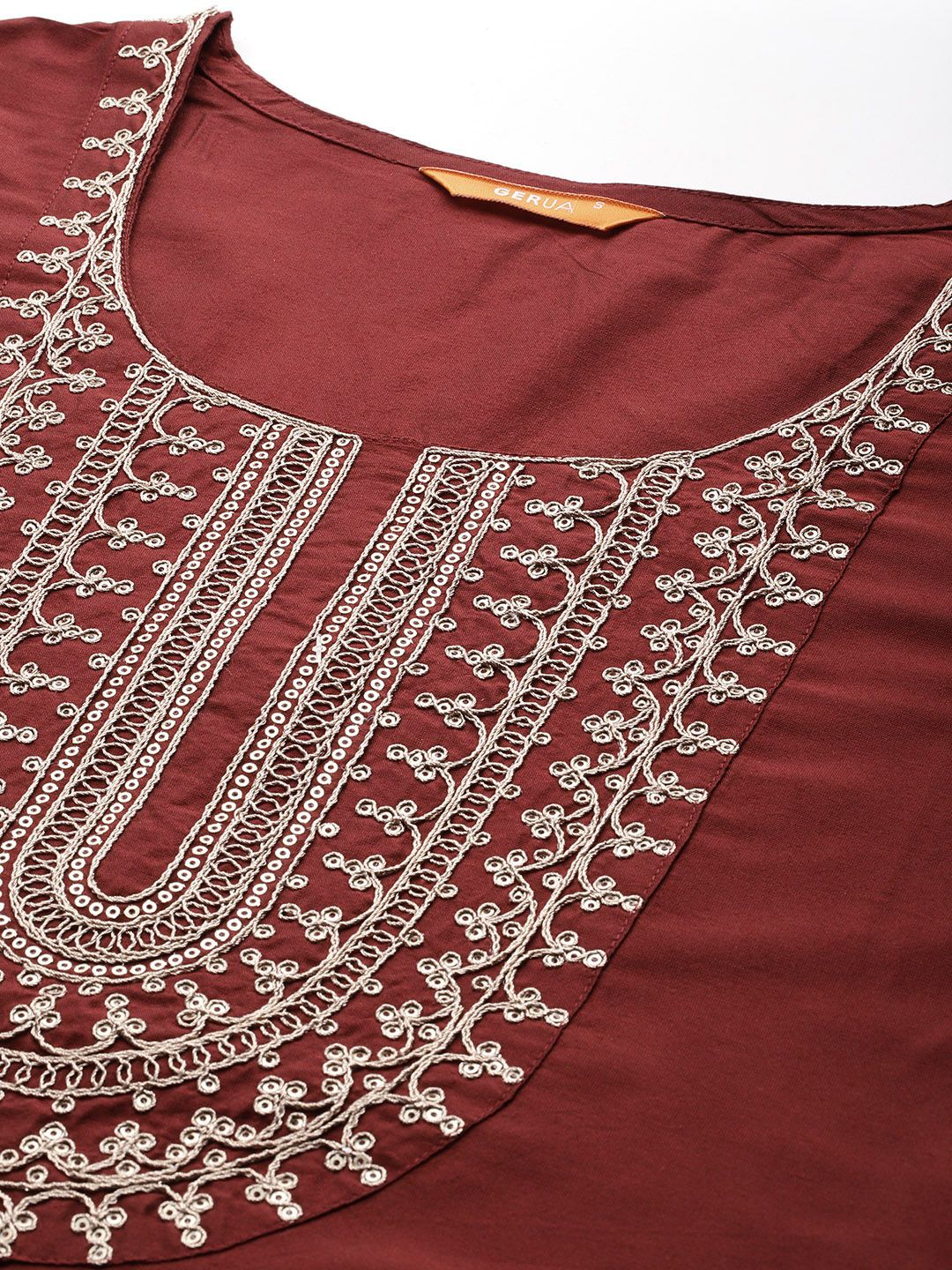 Gerua By Libas Women Floral Yoke Design Regular Sequinned Kurta with Trousers  With Dupatta