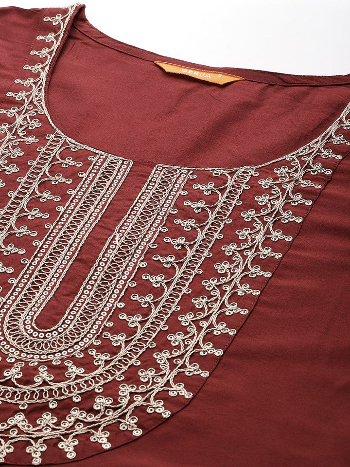 Gerua By Libas Women Floral Yoke Design Regular Sequinned Kurta with Trousers  With Dupatta