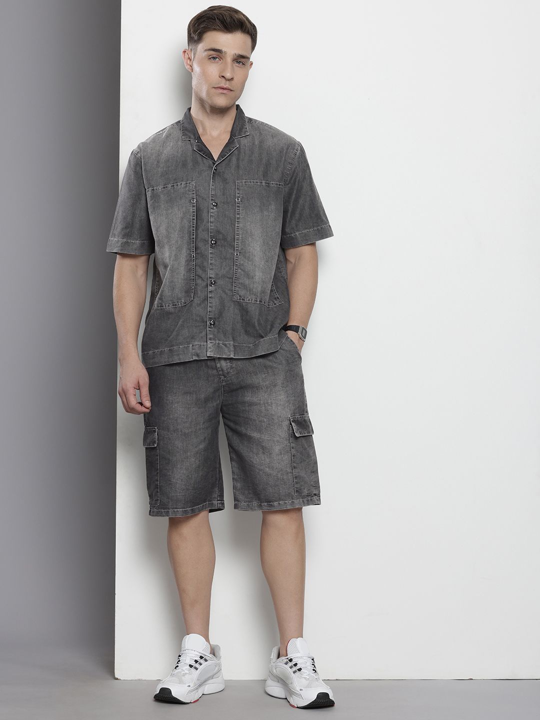 The Indian Garage Co Faded Boxy Fit Denim Utility Casual Co-Ords
