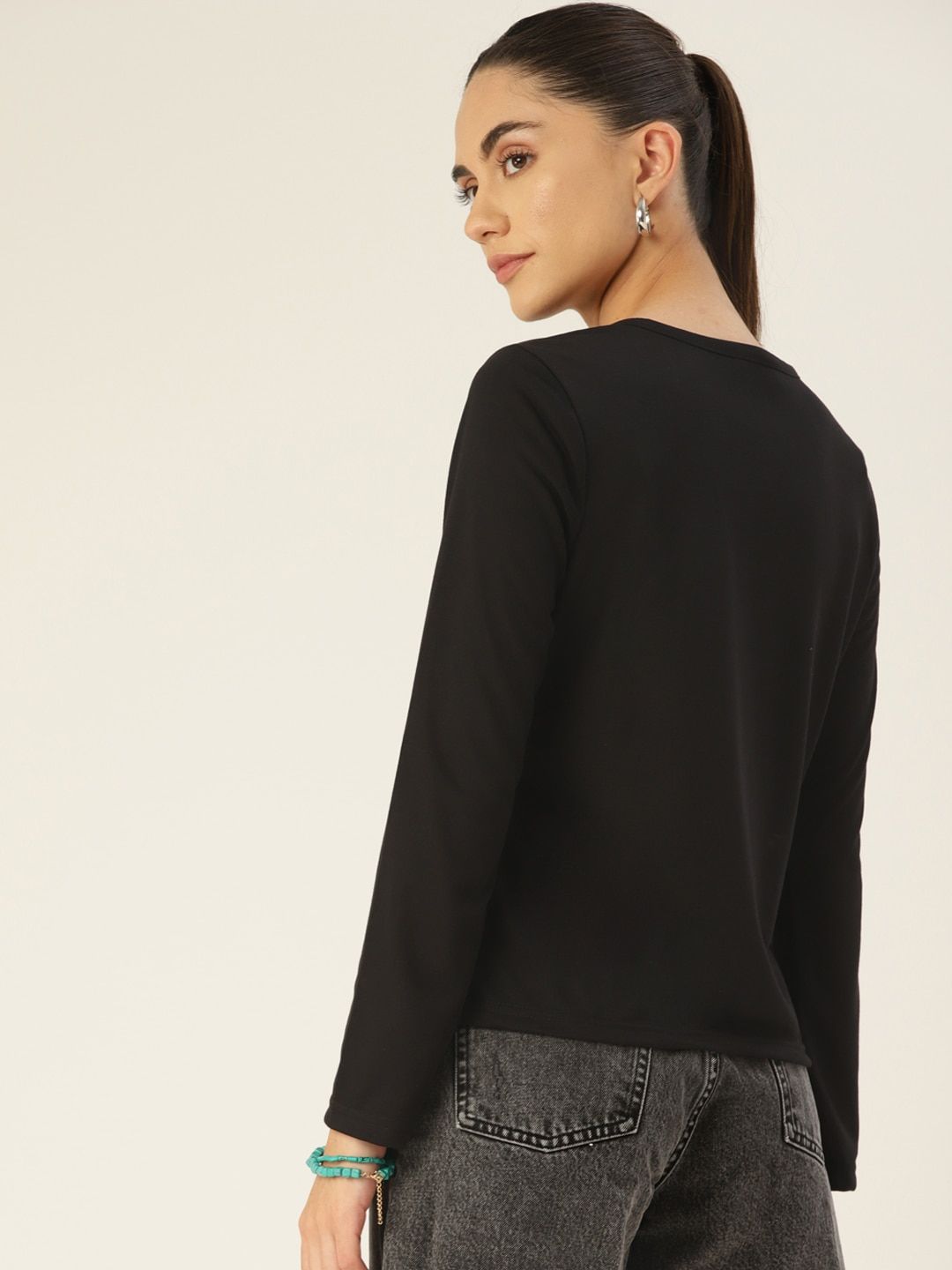 DressBerry Women Black Solid T-shirt