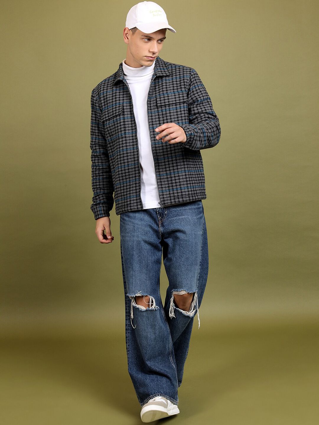 HIGHLANDER Shepherd Checks Spread Collar Flannel Shacket