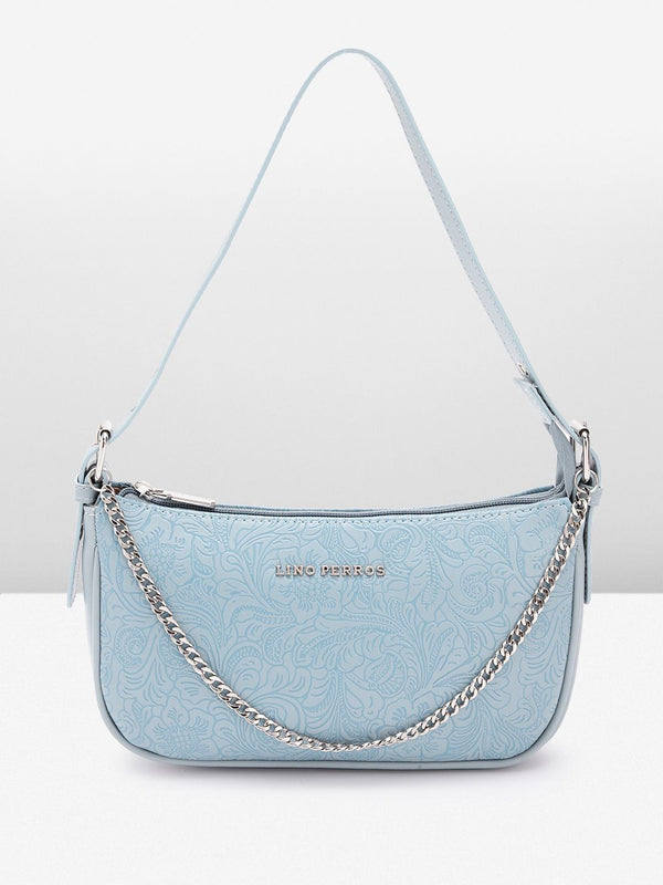Lino Perros Floral Textured Structured Baguette Bag
