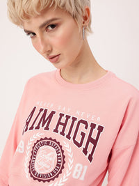 DressBerry Varsity Cool Printed Oversized Crop Sweatshirts