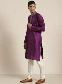 SOJANYA Lelaki Motif Etnik Ungu Jacquard Kurta