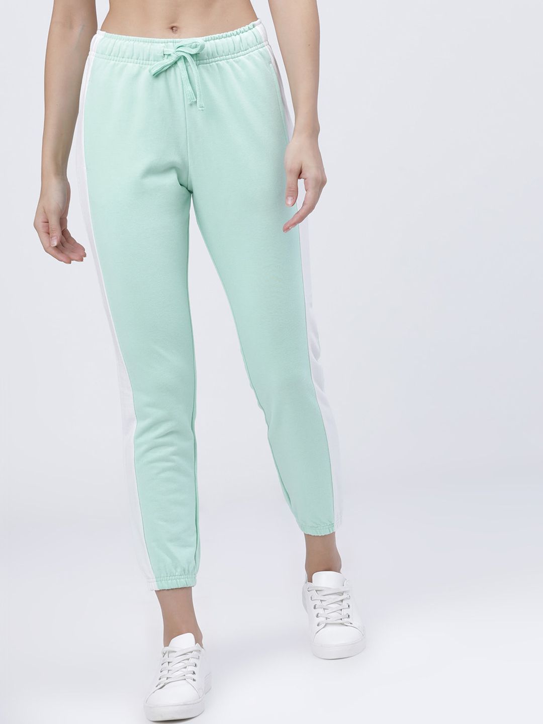 Tokyo Talkies Women Mint Green Solid Slim-Fit Casual Joggers