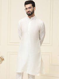 SOJANYA Lelaki Off-White Solid Kurta Lurus