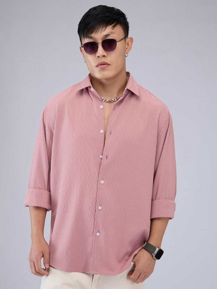 VASTRADO Men Classic Cutaway Collar Textured Slim Fit Casual Shirt