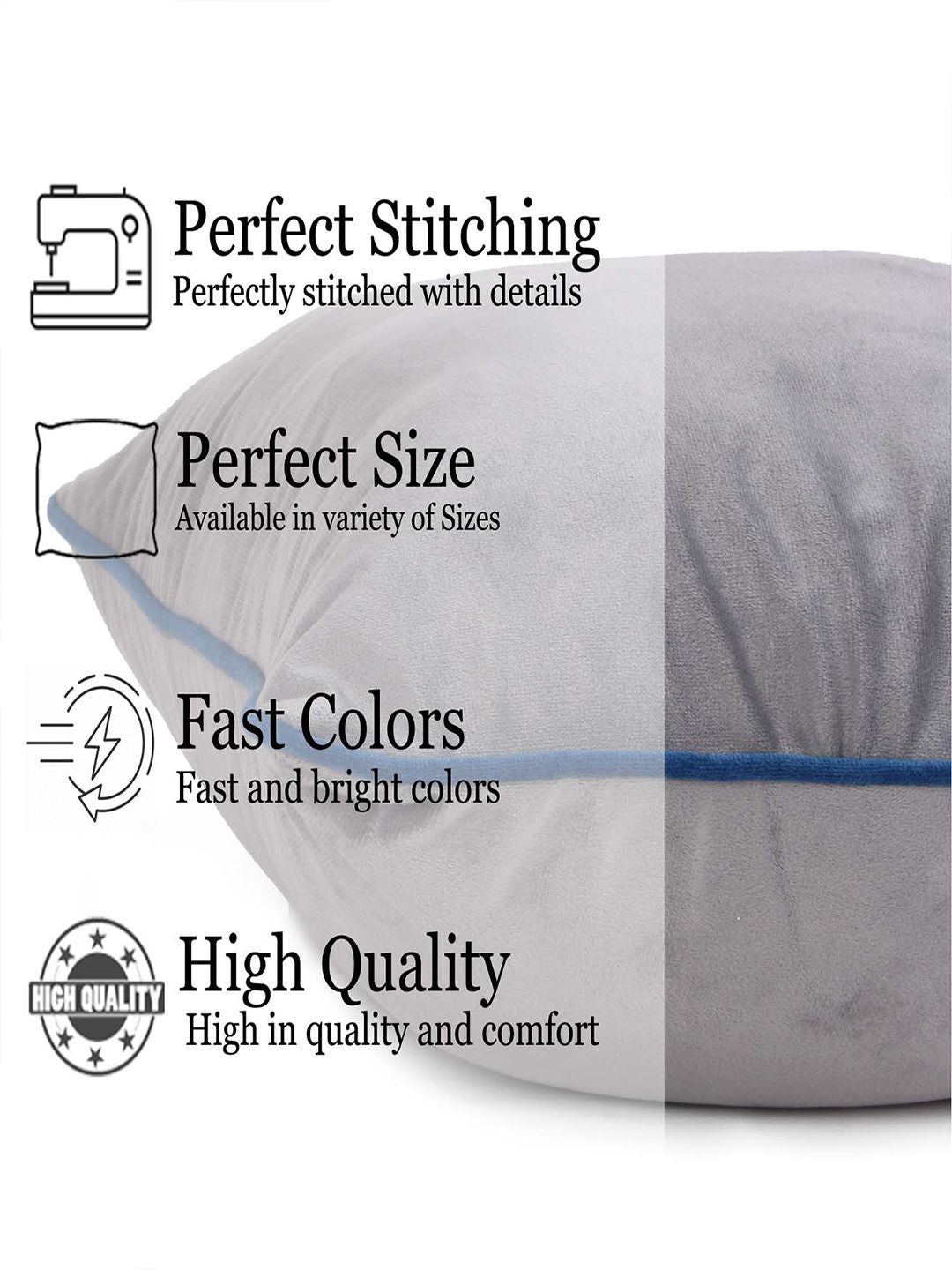 STITCHNEST 5 Pcs Blue & Grey Velvet Square Cushion Covers
