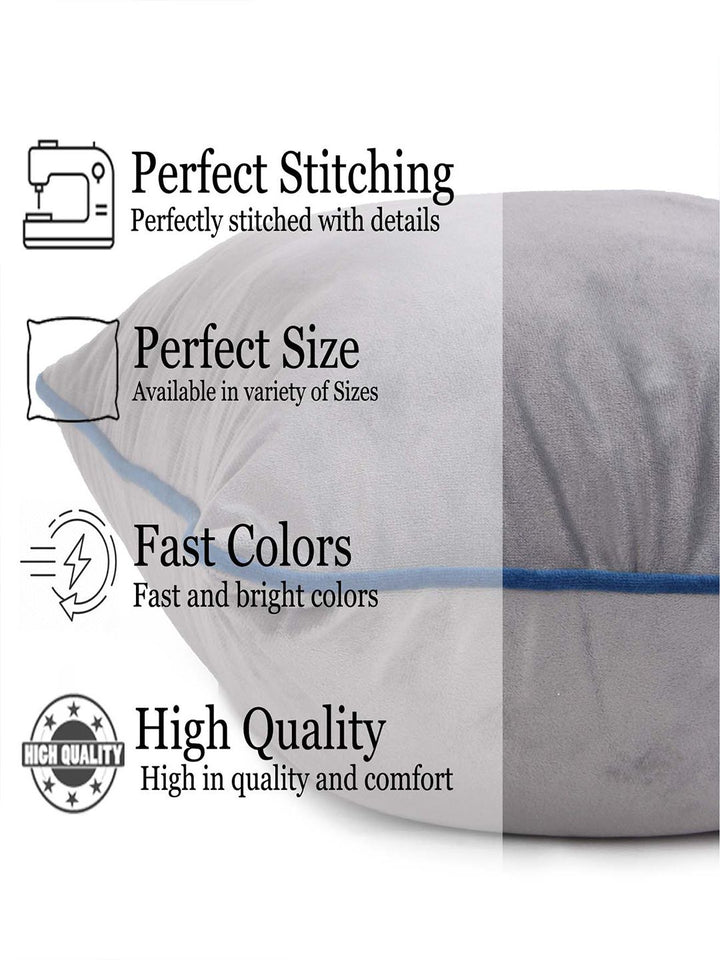 STITCHNEST 5 Pcs Blue & Grey Velvet Square Cushion Covers