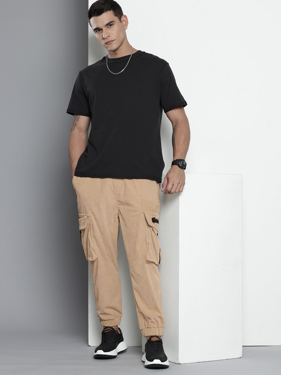 The Indian Garage Co. Men Drop Crotch Loose Fit Corduroy Joggers