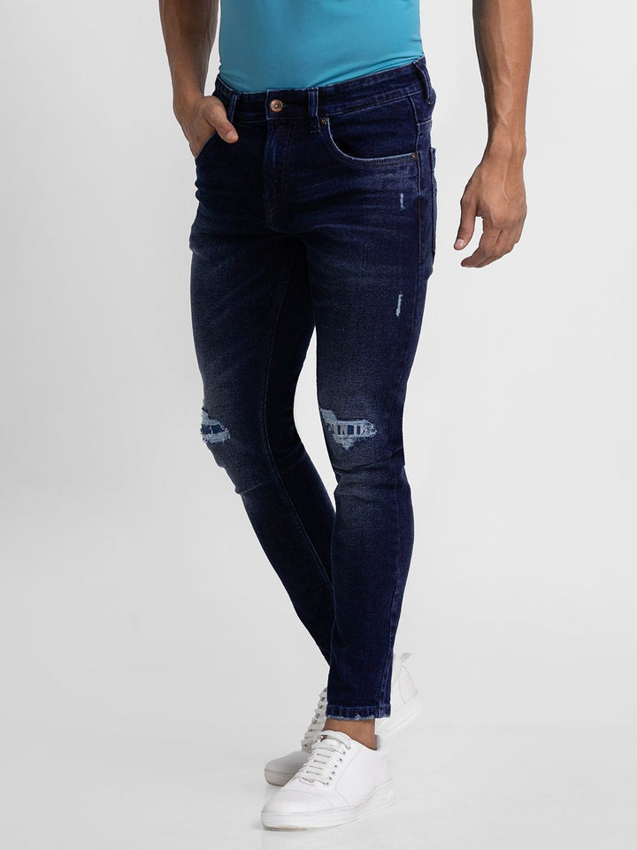 SPYKAR Men Skinny Fit Slash Knee Heavy Fade Stretchable Jeans