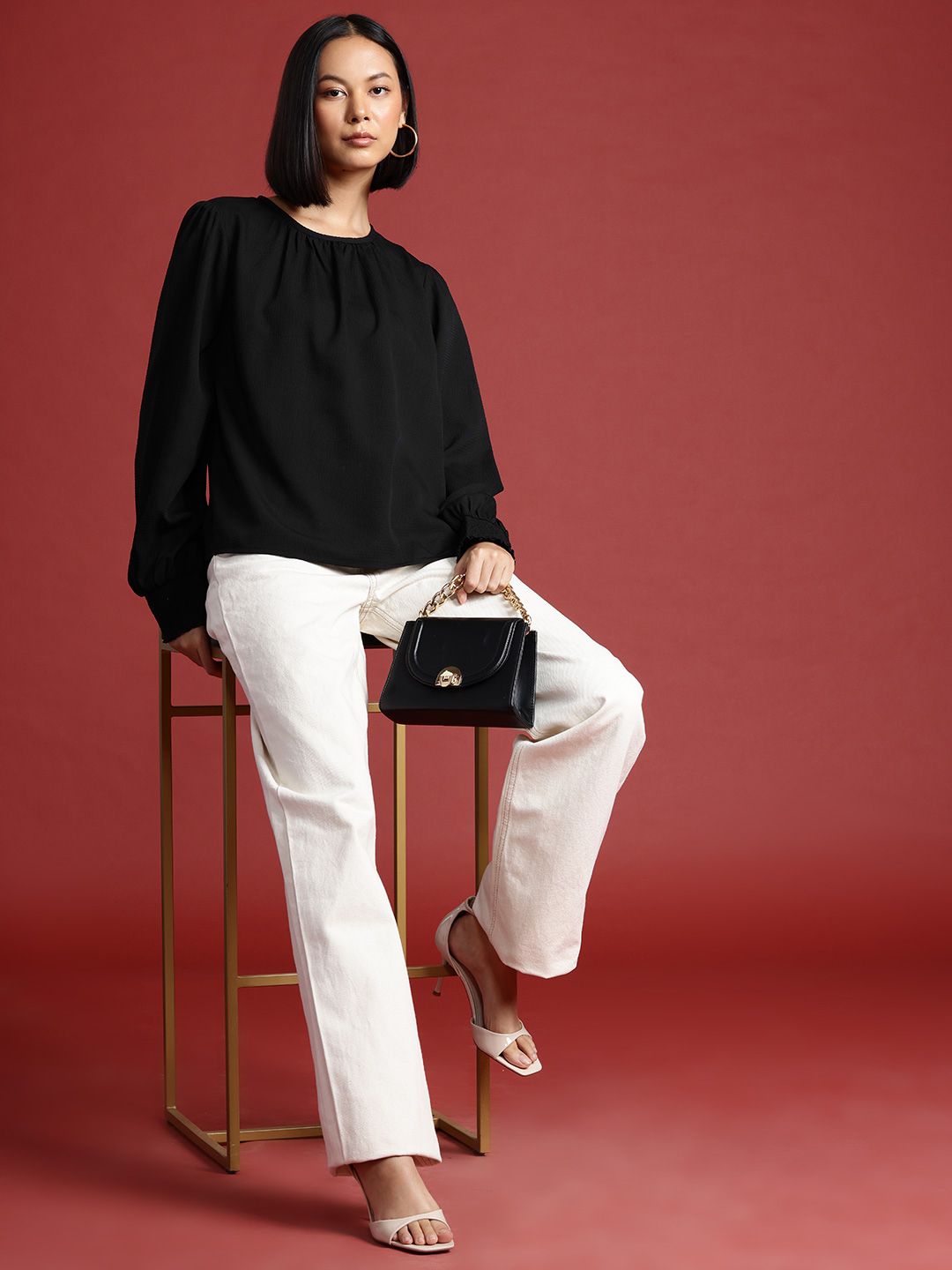 all about you Self-Design Puff Sleeve Top