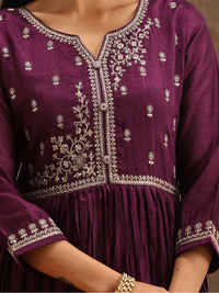 Libas Floral Embroidered Empire Sequinned Kurta With Trousers & Dupatta