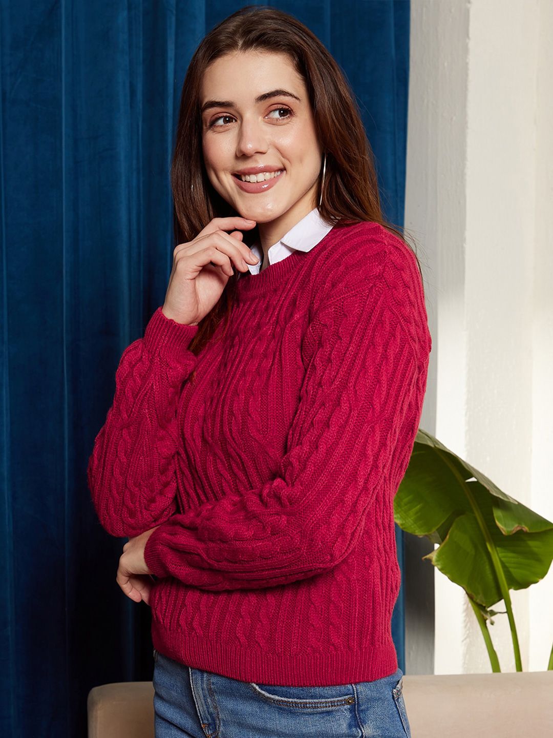 Berrylush Cable Knit Acrylic Pullover Sweater