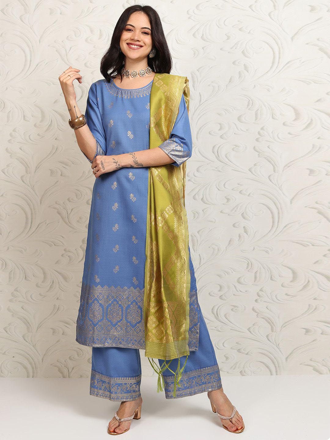 Vishudh Women Ethnic Motifs Regular Kurta with Palazzos & With Dupatta
