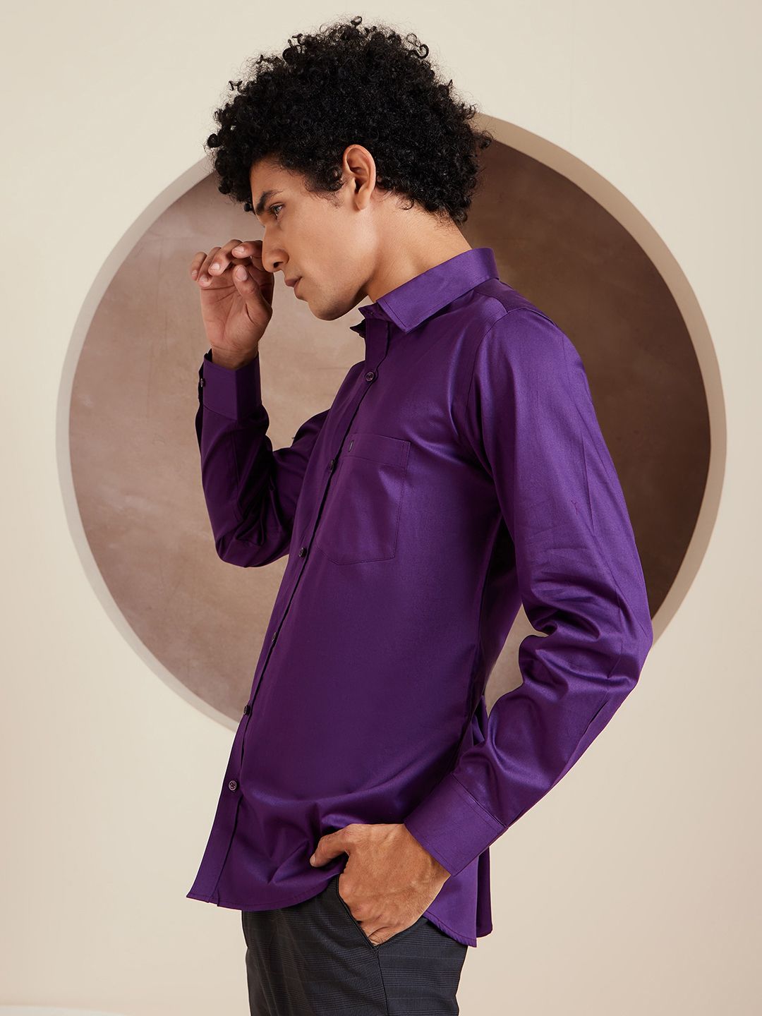 DENNISON Brand Logo Cotton Satin Shirt