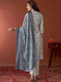 Anouk Floral Printed Regular Kurta with Trousers & Dupatta