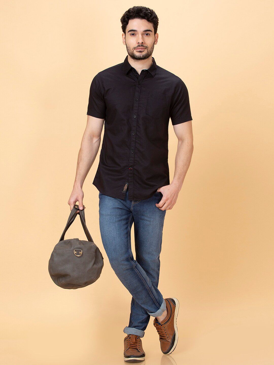 Being Human Spread Collar Slim Fit Cotton Casual Shirt