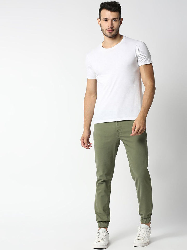 Thomas Scott Men Olive Green Joggers Trousers