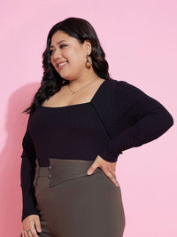 SASSAFRAS Curve Plus Size Square Neck Top