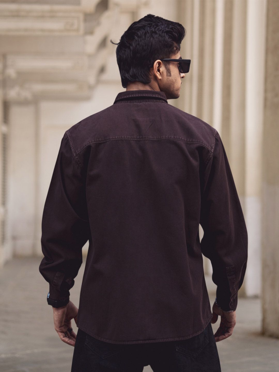 Powerlook Dark Brown India Slim Denim Casual Shirt