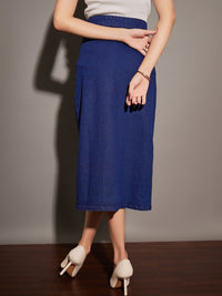 SASSAFRAS Front Button A-Line Denim Skirt