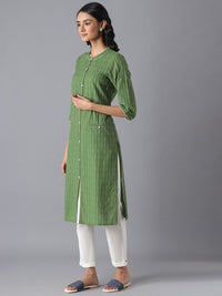 AURELIA Women Green Cotton Kurta