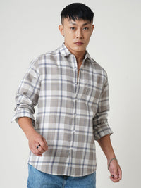 VASTRADO Men Classic Spread Collar Tartan Checked Cotton Slim Fit Casual Shirt