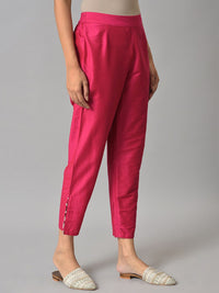 W Women Pink Solid Slim Fit Trouser