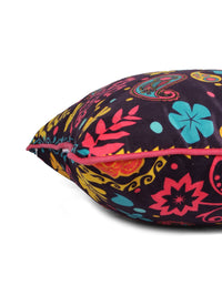 STITCHNEST Blue & Yellow 5 Pieces Ethnic Motifs Printed Velvet Square Cushion Covers