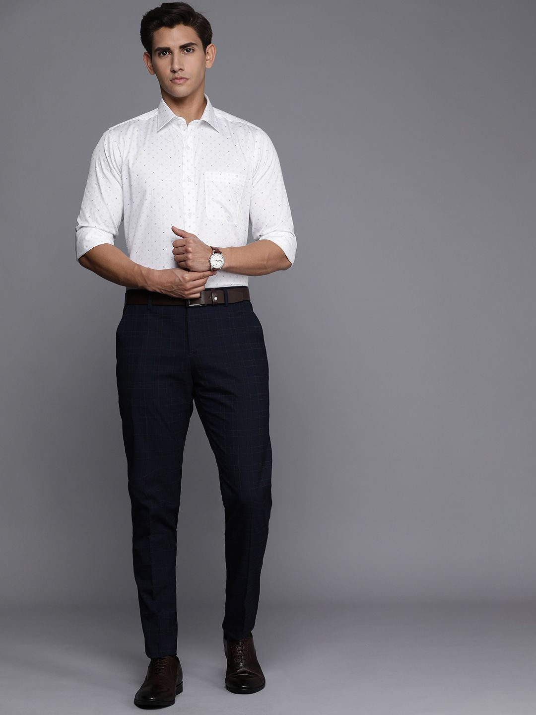 Raymond Pure Cotton Slim Fit Opaque Printed Formal Shirt