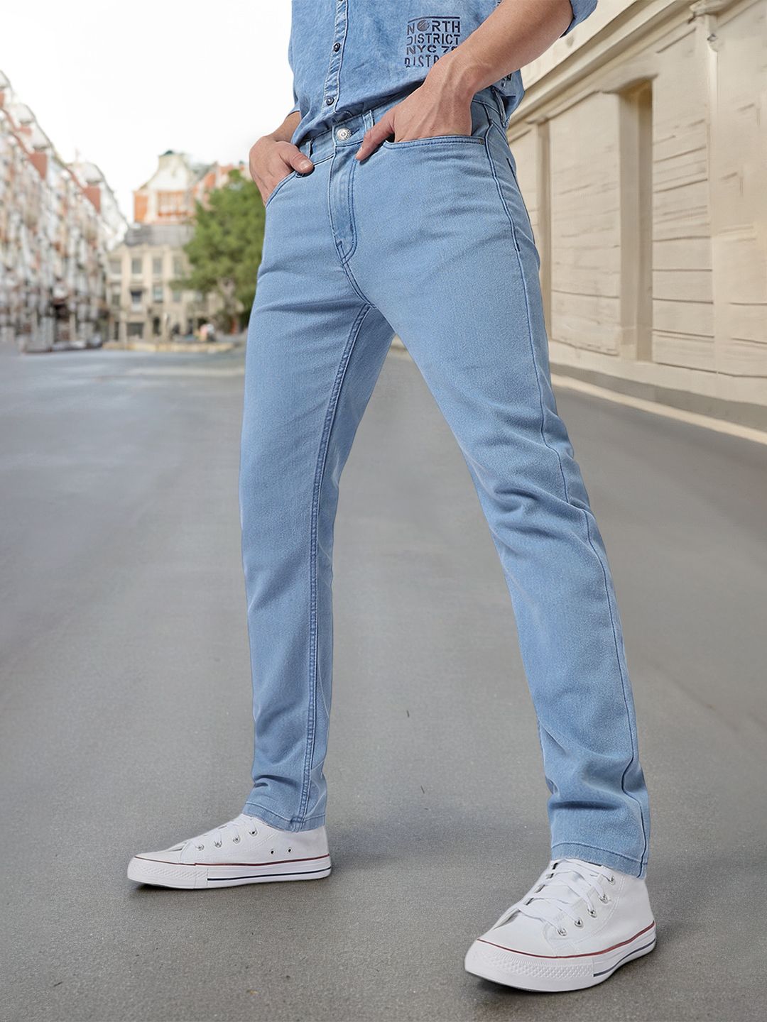 Urbano Fashion Men Blue Slim Fit Mid-Rise Clean Look Stretchable Jeans