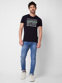 SPYKAR Round Neck Short Sleeves Printed Slim Fit Cotton T-shirt