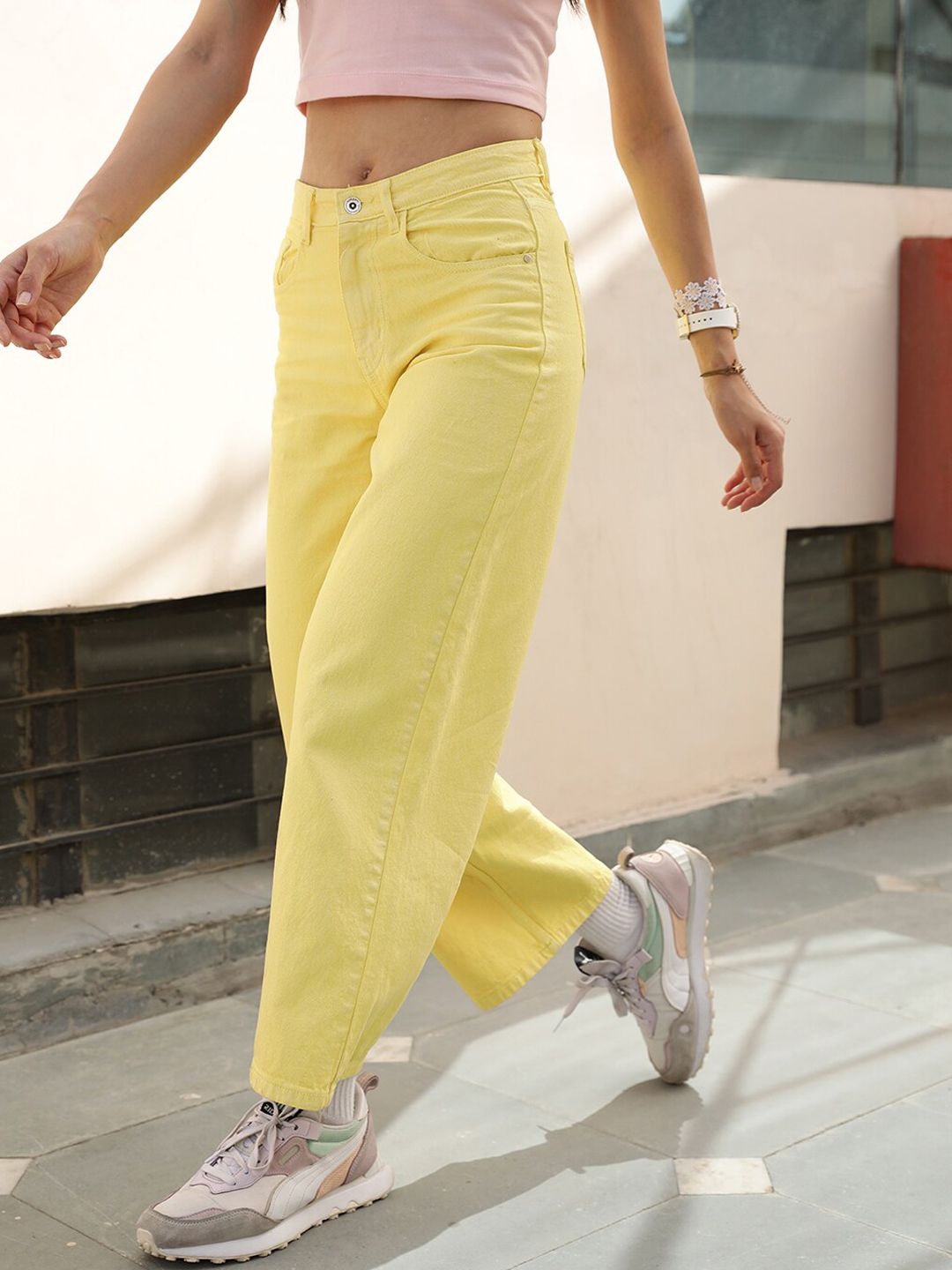 STREET 9 Women Jean Wide Leg High-Rise Cotton Jeans