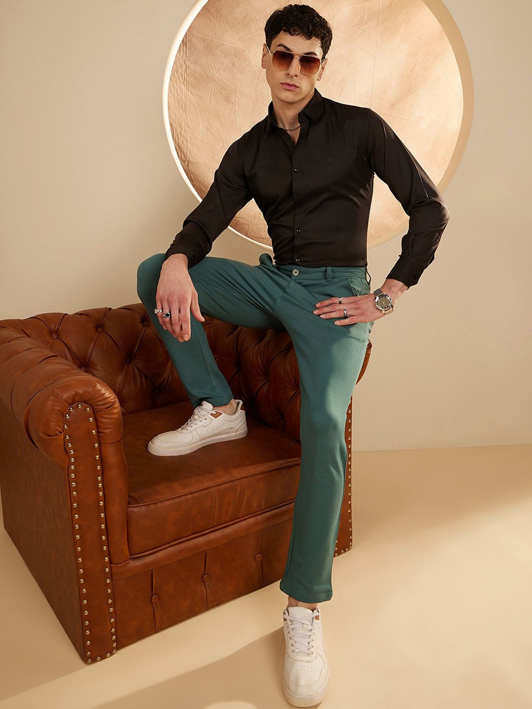 DENNISON Men Smart Tapered Fit Easy Wash Formal 4-Way Lycra Trouser