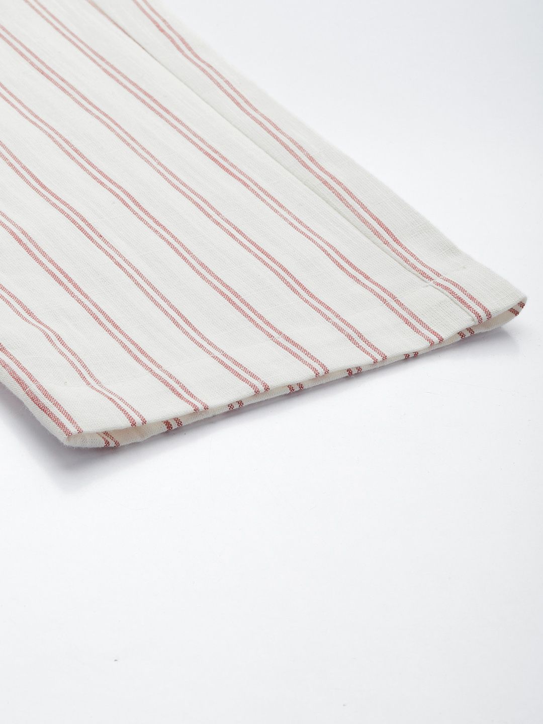 Mr Bowerbird Men Liberal Fit Striped Cotton Linen Pleated Trousers